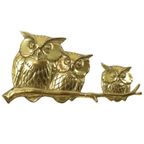 Gouden Wandsculptuur Uilen Op Tak Messing Seventies 47cm thumbnail 5