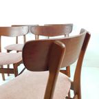 6 Deense Eettafel Stoelen Farstrup Nieuw Gestoffeerd Roze thumbnail 9