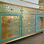 Oosterse Stijl Dressoir/ Kast In Goud En Turquoise thumbnail 6