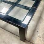 Vintage Zwarte Hoogglans Salontafel Met Glazen Blad, Japanse Stijl, 1980’s thumbnail 14