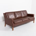 Vintage Brown Leather Sofa From Mogens Hansen Denmark 1980’s thumbnail 2