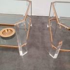 Hollywood Regency Messing Glas Tafel Set 70s thumbnail 13