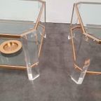 Hollywood Regency Messing Glas Tafel Set 70S thumbnail 13