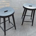 2 X Vintage Houten Kruk, P/p/s thumbnail 9