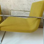 2 Design Stoelen Van Top Ontwerper 'Andreu World' Chrome Met Okergeel. thumbnail 2