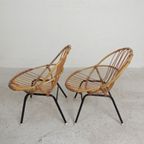 Set Van 2 Rotan, Bamboe Kinder Stoelen Rohe Noordwolde, Jaren 50 thumbnail 7