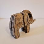 Vintage Olifant Beeld Houten Olifant Beeldje Houtsnijwerk thumbnail 7