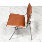 Vintage Italiaanse Vaghi 601 Linea Uno Arch Stoel Opnieuw Bekleed Met Leer. thumbnail 2