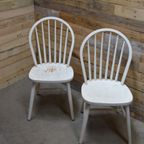 Spijl Stoelen Beukenhout Wit Geschilderd Retro thumbnail 2