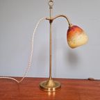 Art Deco Lamp In Messing En Glas Gesigneerd Schneider, 1920 thumbnail 4