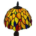 Tiffany Style Table Lamp - Stained Glass Shade And Decorative Base - Ca. 1980’S (No Cracks) thumbnail 3