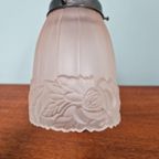 Art Deco Bureaulamp In Metaal En Roze Gesatineerd Glas, 1920-30 thumbnail 6