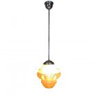 Art Deco Hanglamp Met Roze Glazen Kap, Jaren 30 thumbnail 3