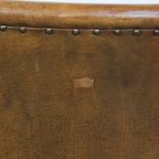 Unieke En Tijdloze Cognac-kleurige Schapenleren En Houten Art Deco Design Fauteuil thumbnail 9
