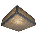 Vintage Plafondlamp, Plafonnière Met Kunststof Platen In Verchroomde Profielen 46 X 46 Cm, Jaren thumbnail 2