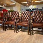 4 X Engelse Chesterfield Fauteuils / Stoelen Als Nieuw Dark Rust Gainsborough thumbnail 2