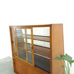 Fineer Toonbank, Winkel Vitrine Met Schuifdeuren, Vintage Vitrinekast thumbnail 18