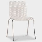 Harechair Moire Kantinestoel, Wit, 4-Poot Onderstel thumbnail 2
