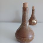 Set Van Twee Vintage Olie- En Azijnkruikjes, Handgemaakt. Keramiek. Mid-century. thumbnail 2