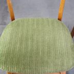 Set Van 3 Leuke Vintage Houten Design Eetkamerstoelen Uit De Jaren ’60 Met Groene Stoffen Zitting thumbnail 9