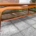 Vintage Teakhouten Salontafel Met Vlechtwerk thumbnail 12