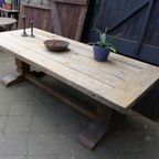 Prachtige Grote Eiken Klooster Tafel 240 Bij 100 Cm thumbnail 8