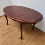 Vintage Eetkamertafel Ovale Uitschuifbare Eettafel, Tafel Mahoniehout thumbnail 11