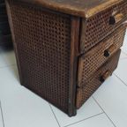 Vintage Ladekastje Donkerbruin Hout Webbing thumbnail 2