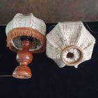 Vintage - Schemerlamp - Bedlamp - Kastlamp - Hout/stof- 2 Stuks thumbnail 9