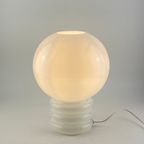 Vintage Witglazen Tafellamp 'bulb' Van Glashütte Limburg 1979 thumbnail 2