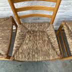 Vintage Massief Houten Stoelen 6 X - Vlecht, Biezen Zitting thumbnail 7