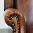 Grote, Royale Schapenleren Oorfauteuil Met Warme Kleuren En Een Prachtig Patina thumbnail 12