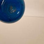 Vintage Petrol Blauwe Glazen Vaas Fles Vaasje Jaren 60 thumbnail 5