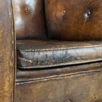 Antieke Schapenleren Fauteuil, Vol Patina thumbnail 10