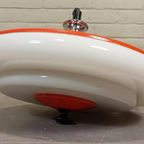 Vintage Space Age Ufo Pullout Hanglamp, Oranje En Wit thumbnail 9