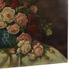 Groot Bloemen Stilleven Schilderij Rozen Boeket Gesigneerd R. Blanlin thumbnail 4