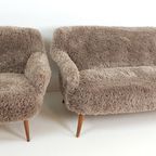Vintage Bankstel Bruin Teddy | Bankje En Fauteuil Cocktail thumbnail 6