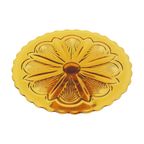Art Deco Amber Taartschaal Gebak Schaal Depression Glass 27cm thumbnail 27
