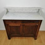 Vintage Frans Dressoir Commode Ladekast Badkamermeubel Met Marmer Blad 302 thumbnail 5