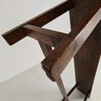 Paar Franse Rustieke Banken Uit De 19e Eeuw - Massief Eiken thumbnail 2