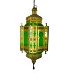 Arabian Hanging Pendant - Green Etched Glass And Tin thumbnail 2