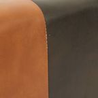 Vierkante Poef Skai Kunstleder Bruin Camel Patchwork 41cm thumbnail 11