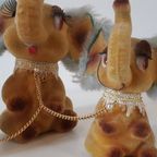 Jaren 70 Olifant Bevlokte Olifant Familie Vintage Speelgoed thumbnail 6