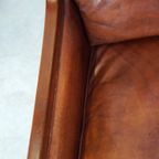 Comfortabele Artdeco Design Armchair/ Fauteuil In Cognac Kleurig Schapenleer Gecombineerd Met Hou thumbnail 8