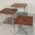 Set Van 3 Vintage Mid Century Mimiset Bijzettafels thumbnail 14