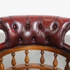 Rode Rundleren In Hoogte Verstelbare Chesterfield Bureaustoel In Engelse Stijl thumbnail 9