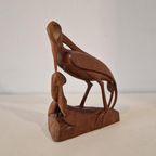 Teakhouten Artdeco Vogel Beeld Vintage Beeld thumbnail 2