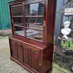 Oude Teakhouten Vitrinekast, Winkel Vitrine, Servieskast Me thumbnail 2