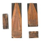 Antieke Printer Plaat Gravure Drukblok Bloemen Koper Hout Set Van 4 thumbnail 2