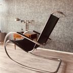 Vintage Italian Steel And Leather Rocking Chair Attributed To Fasem, 1970S thumbnail 15